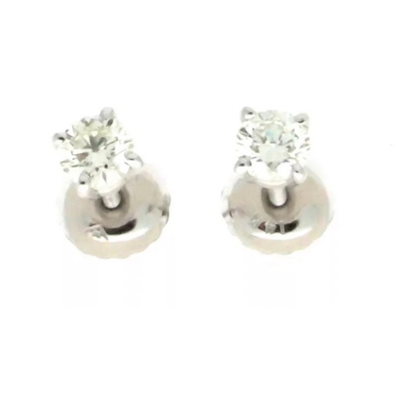 14K White Gold Lab Grown Tiny Baby Adult Studs Earrings 0.50 Ct Screw Back EF-VS - Picture 2 of 2